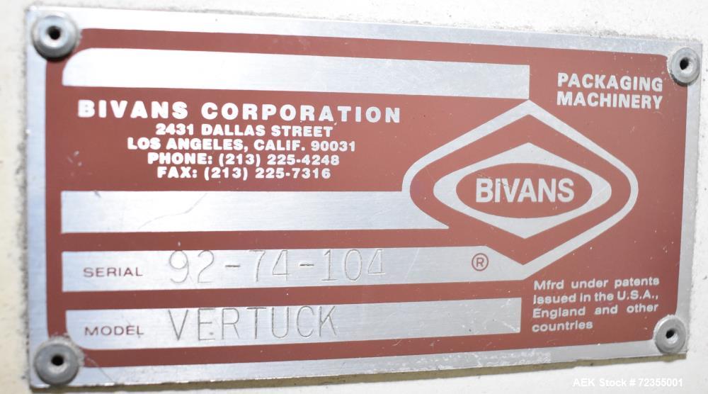 Used Bivans Model 74G Vertuck Semi-Automatic Vertical Cartoner.